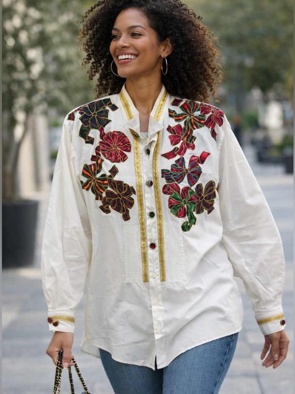 Crafter's Collection Dallas Texas ‎ Women’s Christmas Design Long Sleeve Shirt M